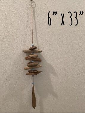 Driftwood Art,  Driftwood Beaded Mobile, Driftwood Coastal Decor, Driftwood